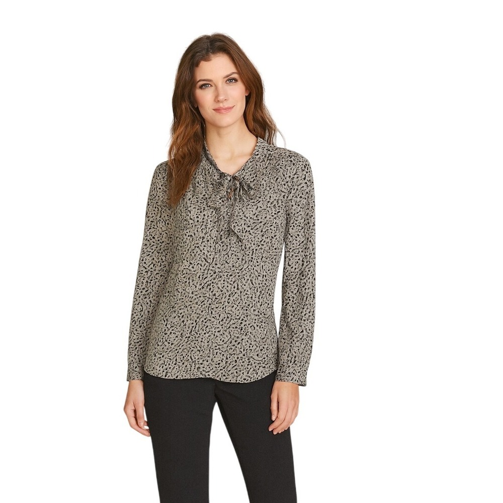 Halogen Nordstrom Tie Neck Bow‎ Silk Leopard Blouse